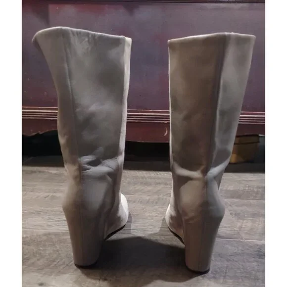 Enzo Angiolini Eabaki Wedge Boots Gray Suede Leather Women 7.5 - Picture 5 of 13